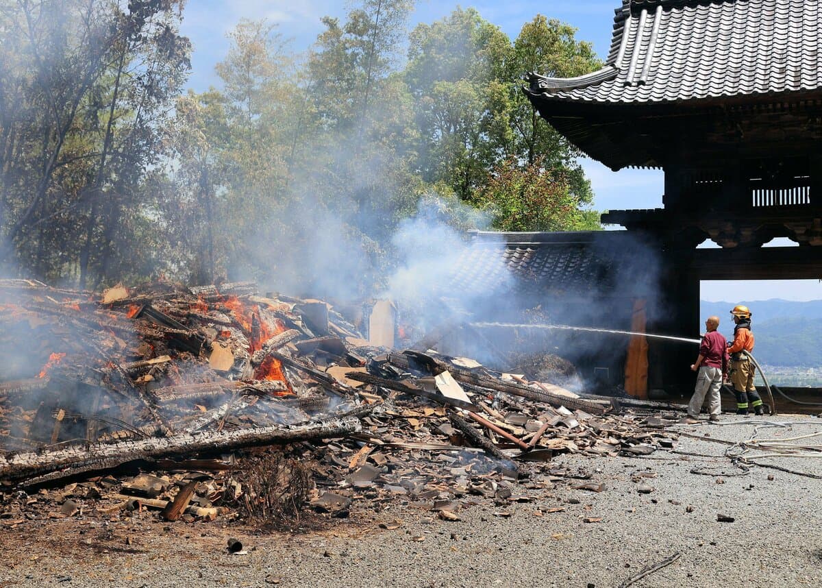 2026年6月1日、火災で焼失した千手寺の庫裏